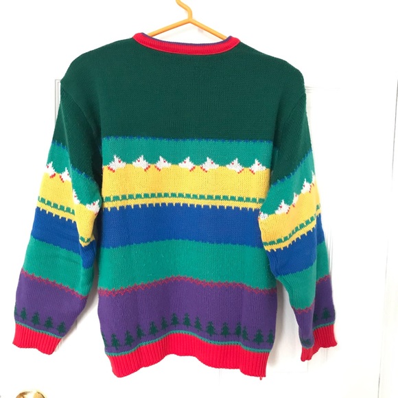 C&A Vintage Christmas Wool Cardigan Size S Paris 1980’s Unique! - Picture 5 of 12